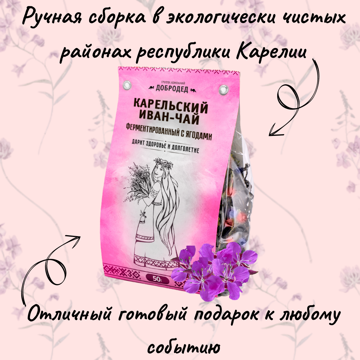 Иван-чай листовой ферментированный с ягодами 50 г Купить оптом и в розницу  в интернет магазине Добродед