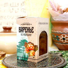 Варенье из Морошки баночка 300 г в коробочке с магнитиком, фото 