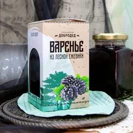 Варенье из Ежевики баночка 300 г  в коробочке с магнитиком, фото 