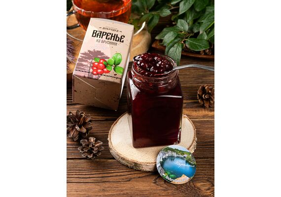Варенье из Брусники баночка 300 г в коробочке с магнитиком, фото , изображение 3