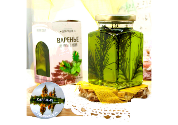 Варенье из Мяты с хвоей баночка 300г в коробочке с магнитиком, фото , изображение 3