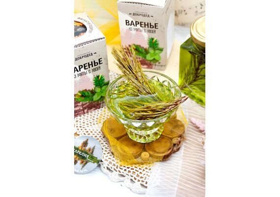 Варенье из Мяты с хвоей баночка 300г в коробочке с магнитиком, фото , изображение 6