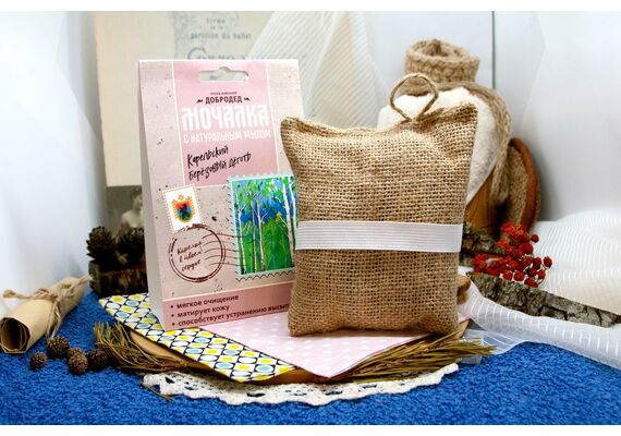 Мочалка с мылом Карельский берёзовый дёготь, фото , изображение 3