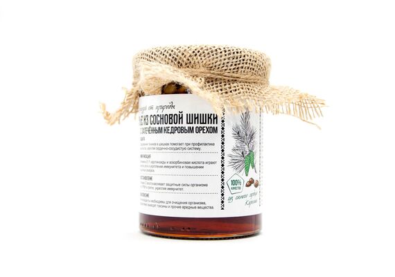 Варенье из Сосновой шишки с печеными кедровыми орешками  485 г Крафт упаковка, фото , изображение 5