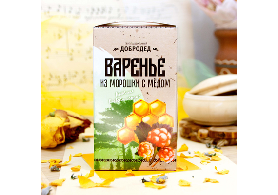 Морошка с медом (без сахара) 300 г Сувенирная коробочка, фото , изображение 3