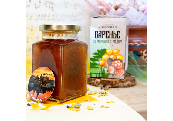 Морошка с медом (без сахара) 300 г Сувенирная коробочка, фото , изображение 6