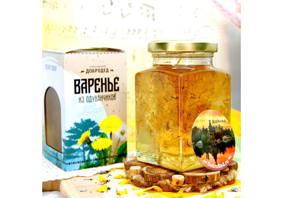 Варенье из Одуванчика баночка 300 г в коробочке с магнитиком, фото , изображение 4