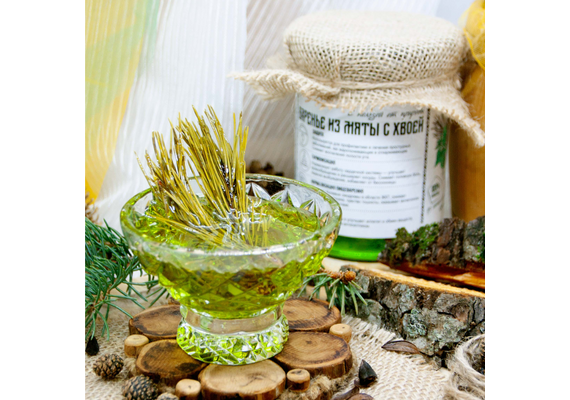 Варенье из Мяты с хвоей баночка 300г Крафт упаковка, фото , изображение 3