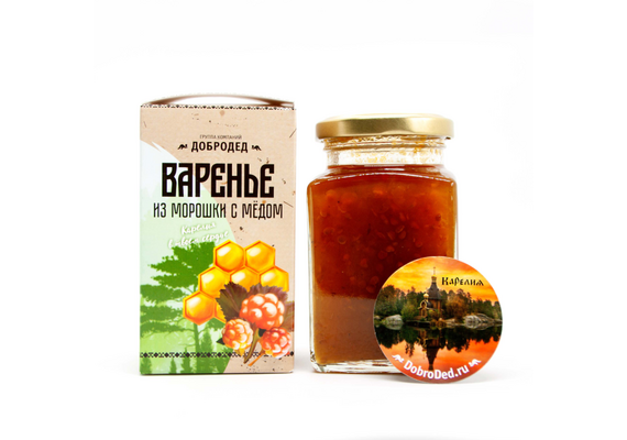 Морошка с медом (без сахара) 300 г Сувенирная коробочка, фото , изображение 12