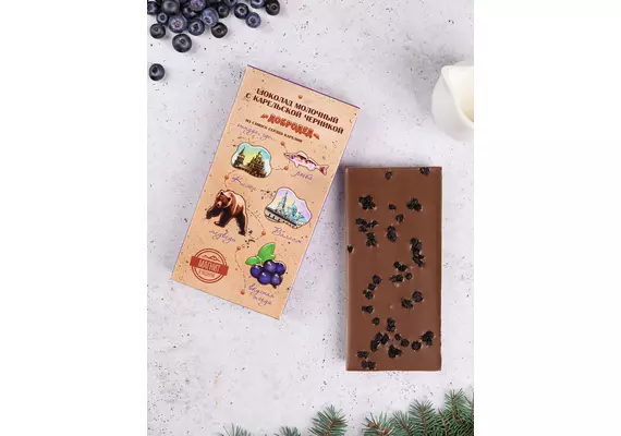 Шоколад молочный с сушеной черникой Карелия (плитка), фото , изображение 2