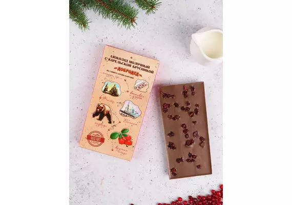 Шоколад молочный с сушеной брусникой Карелия (плитка), фото , изображение 2 Шоколад молочный с сушеной брусникой Карелия (плитка), фото , изображение 2